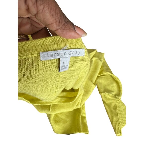 Larsen Gray Yellow Womens Sweater 3/4 Sleeve Relaxed Fit Comfy Lagenlook XL - Picture 3 of 8